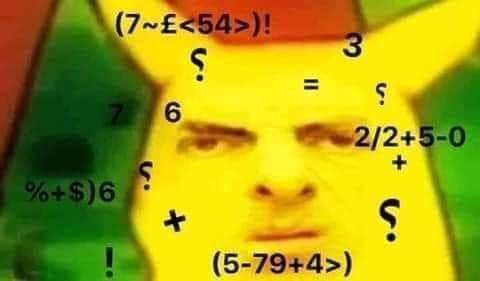 Pikachu mặt Mr. Bean đang khó hiểu với hàng loạt công thức toán học