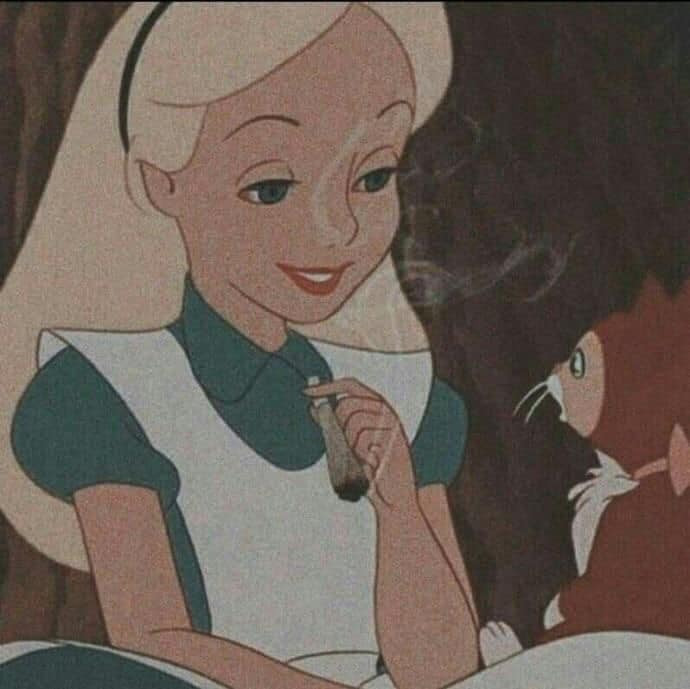 Công chúa hoạt hình cầm thuốc lá hút